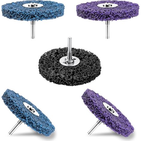 5 PCS Disque de Nettoyage, Disque Abrasif 100mm, Disques de Nettoyage CSD, Dérouillant Disque Abrasif pour Meuleuse d'Angle, pour Enlèvement de Rouille, Peinture, l'oxydation(3 Couleurs) (1/5)
