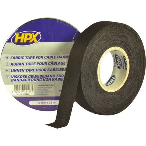 Ruban toile pour cablage - noir 19mmx25m