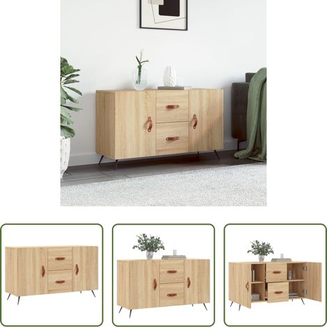 vidaXL Metallbeine - Sideboard Sonoma-Eiche 100x36x60 cm Holzwerkstoff (1/5)