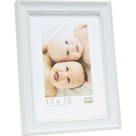Cadre Photo Bois Fin Peint Blanc 22 x 16,9 x 1,7 cm (1/3)