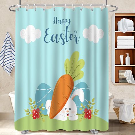 Ensemble rideau de douche polyester avec anneaux 180x180 naturel voile de douche pour salle de bain avec baignoire (1/5)
