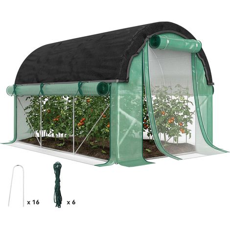 Serre Tunnel de Jardin 3x2x2 m Bâche Plastique Verte et Structure Acier Parois Enroulables Anti-UV pour Tomates et Potager (1/5)