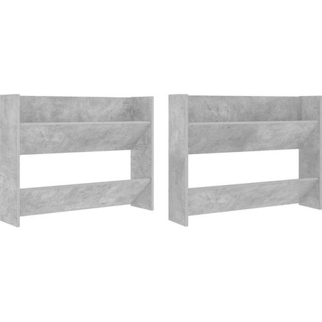 Scarpiere  Mobile per scarpe Muro 2 pz Grigio Cemento 80x18x60cm Legno Multistrato (1/5)