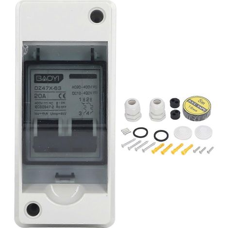 DC-Miniatur-Leistungsschalter 2P 20A DC12V‐400V AC90‐400V Trennschalter IP65 wasserdicht für So
