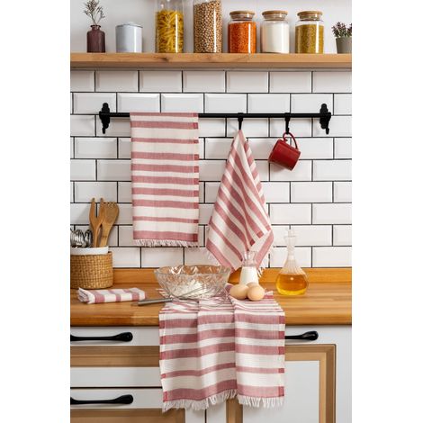 Juego de toallas de cocina Set Tile Rojo