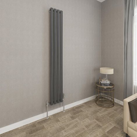 1600x236mm Anthracite Single Oval Column Radiator Vertical Modern Central Heating Radiators (1/5)
