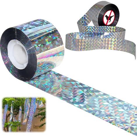 Nastro repellente per uccelli, 2 rotoli, nastro riflettente repellente per uccelli, 80 m x 24 cm, nastro anti-uccelli, nastro repellente per piccioni per proteggere giardini e case. (1/5)