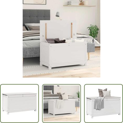 Rangement de maison - Boîte de rangement Blanc 80x40x45,5 cm Bois massif de pin (1/5)