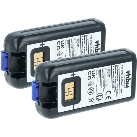 vhbw 2x batería reemplaza Intermec 318-033-021, 318-033-001, 318-034-001, AB17, AB18 para escáner códigos de barra, TPV (6800 mAh, 3,7 V, Li-Ion)