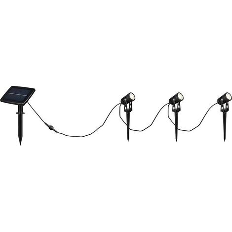 LED Solarstrahler Gartenstrahler Erdspieß Set Aluminium schwarz matt B 620 cm