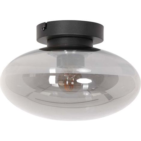 Deckenleuchte Wohnzimmerlampe Flurlampe Glas rauchfarben schwarz Metall E27 (1/5)