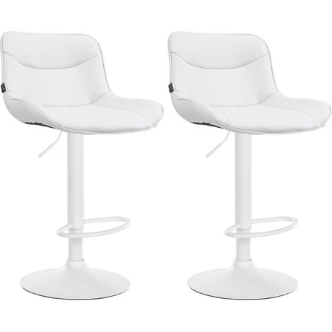 Juego de 2 taburetes de bar Vonore en polipiel Blanco Blanco