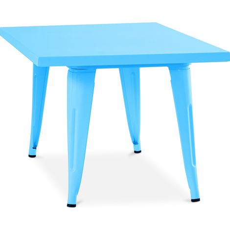 Tavolo Quadrato per Bambini - Industriale - Metallo - 60cm - Stylix Turchese