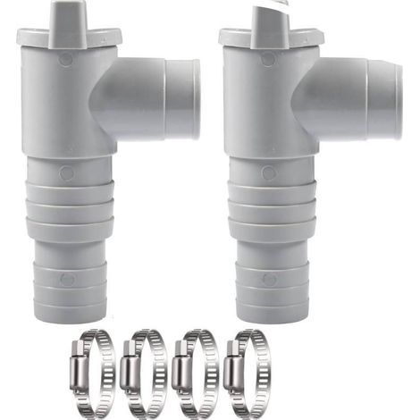 2-piece pool shut-off valve, 32mm shut-off valve, 32mm pool tap with 4 hose clamps, piston pool parts, pool maintenance accessories (1/5)