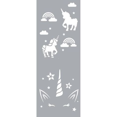 Pochoir Décor - Licorne - 15x40 cm - Blanc - Rectangulaire - Enfant (1/2)