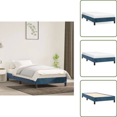 Cadre de lit sans matelas bleu foncé 80x200 cm velours - Cadre De Lit - Lit Double - Lit Velours - Literie - Meuble Chambre (1/5)