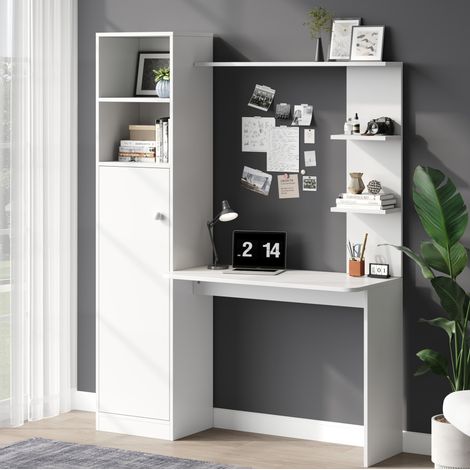 Escritorio con almacenamiento, MDF blanco, 123,5 x 45 x 168,5 cm DESVIAE (1/5)