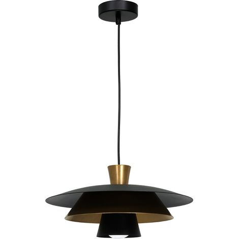 Lampada a sospensione Plato nero oro E27 Ø34 Luminex