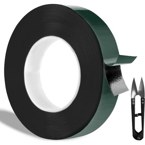 Extra-Strong Black Double-Sided Tape Heavy-Duty Foam Mounting Tape Suitable for Automotive Use. Extra-Strong Double-Sided Adhesive (12mm x 10m) (1/5)