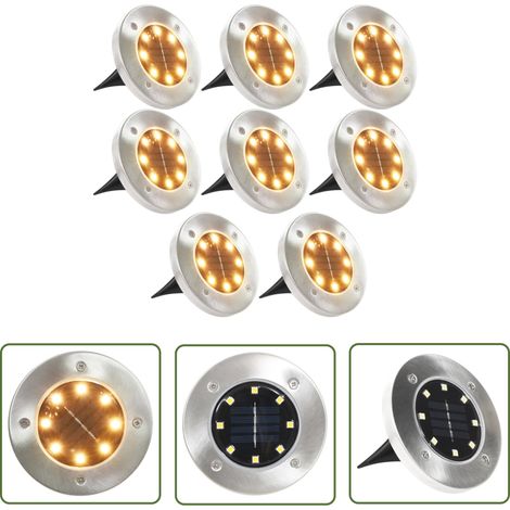 The Living Store Lampe solaire au sol 8 pcs Lumières LED blanches chaudes - Lampes Solaires Exterieur - Éclairage Solaire - Luminaire Extérieur - Lumières Led - Décoration Jardin (1/5)