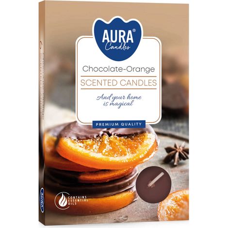 Bougies chauffe-plat aromatiques chocolat-orange, élégant lot de 6
