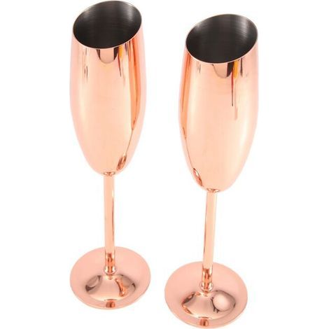 Ensemble de 2 FlûTes une Vin en Acier Inoxydable avec Champagne, Verres en ou Rose Incassables, Incassables (1/4)