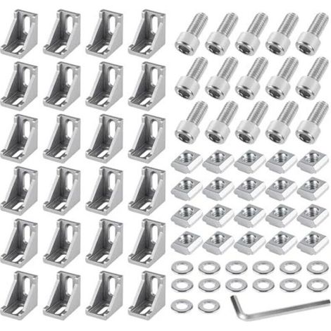 Befestigungsset für Aluminium-Winkelverbinder (24 Stück, 40x40 mm Eckverbinder), Halterungen, Wandbefestigungen, 90°-Eckraster für Stützprofile, 3D-Drucker, CNC-Fräsmaschinen, Projekte – Crezuo