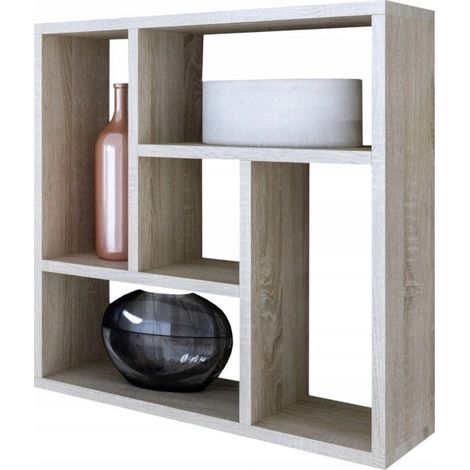 Libreria Molly, rovere Sonoma, mensola sospesa per soggiorno, ufficio, studio MK (1/3)