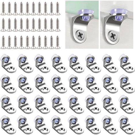 Lot de 30 supports d'étagères pour armoires avec 30 vis - Supports de sol - Étagères en alliage de zinc - Universel - Pour meubles, armoires, bibliothèques, étagères de cuisine (1/5)