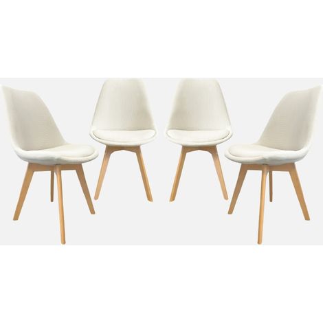 Set di 4 sedie scandinave in legno di faggio e velluto a coste