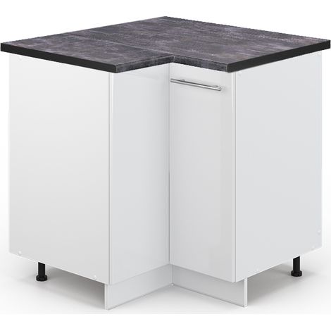 Mobile ad angolo cucina Fame-Line, Bianco lucido, 80.5 cm , PL Antracite, Vicco