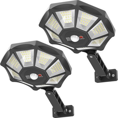 Solarbetriebene Straßenlaternen, 2er-Set, 8800 Lumen, automatische Lichterkennung, mit Bewegungsmelder, wasserdichte Sicherheitsstrahler, geeignet für den Außenbereich. (1/5)