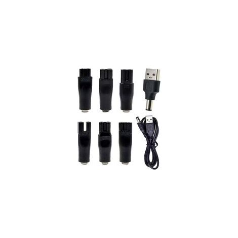 Kit chargeur universel 8 en 1 pour rasoir électrique - Cordon d'alimentation USB de remplacement pour tondeuse à cheveux, tondeuse à barbe et outils de toilettage - Compatible avec les appareils