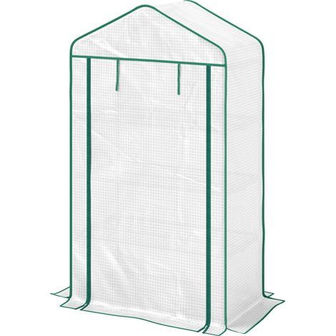 Serre de jardin Serre de jardin balcon étagère serre 4 niveaux 90 x 49 x 160 cm acier galvanisé bâche amovible PE haute densité blanc (1/5)