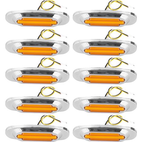 Feux de position latéraux pour camion remorque 10 pièces, 16 LED, 1200 lumens, clignotant IP67 étanche, 12-24V, lumière jaune (1/5)