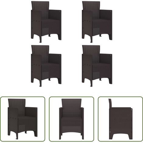 Chaise de jardin 4 pièces - Chaise de jardin 4 pcs Marron 53 x 49 x 85 cm Polypropylène (1/5)
