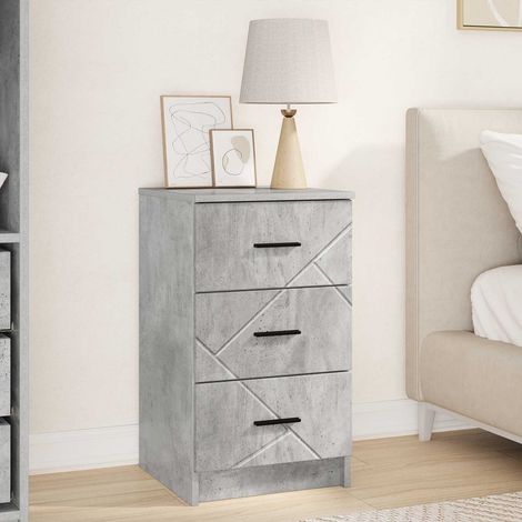 Table de chevet à 3 tiroirs Gris béton en bois d’ingénierie 38 x 38 x 66 cm - PANGIVO (1/5)