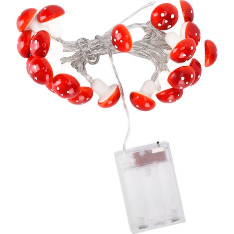 Guirlande lumineuse 20 LED champignon rouge, décoration de Noël pour chambre de fille, alimentée par pile (livrée sans pile, modèle 2119290) (1/5)