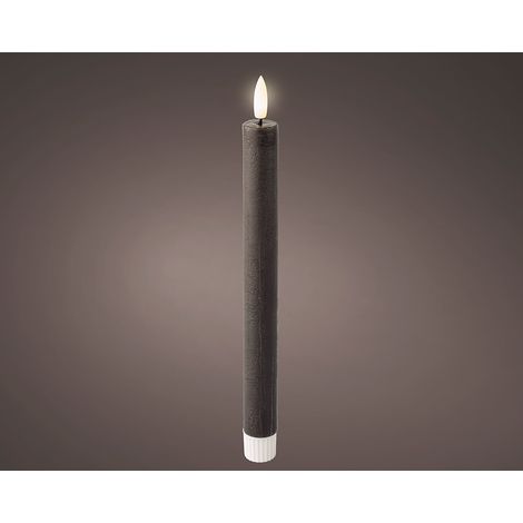 LED-Kerze Wachs Farbe Grau, ø2 x 24,5 cm, 2 Stück