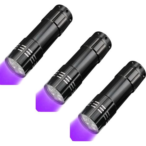 Lot de 3 lampes torches UV portables 395-400 nm - Lumière noire zoomable - Détecteur d'urine d'animaux domestiques (1/5)