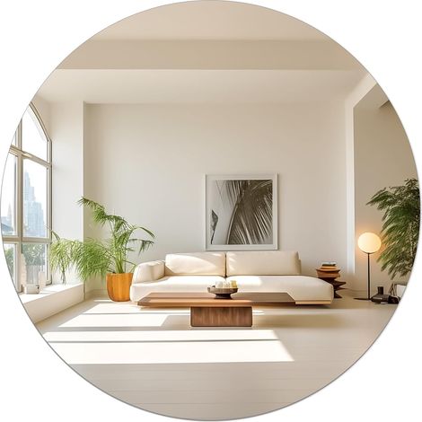 Miroir Mural Rond en Verre Autocollant de 30 cm, Miroir Mural Décoratif HD sans Cadre, idéal pour Les Toilettes d'invités, la Salle de Bain, Le Dressing, Le Salon, etc. (1/5)