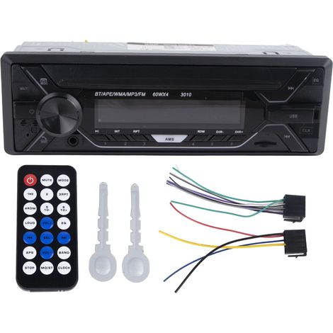 1 radio para coche Bluetooth, reproductor de MP3, radio FM de 18 estaciones, retroiluminación de 7 colores, compatible con vehículos de 12 V/24 V. (1/5)