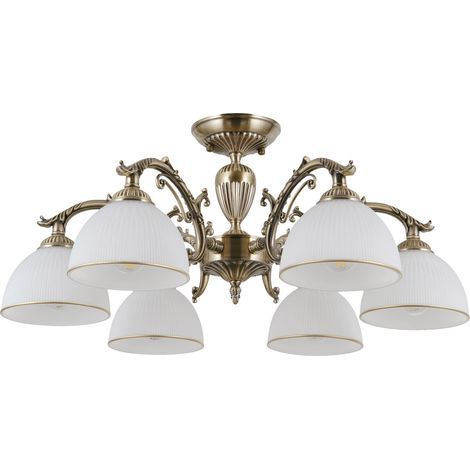 Lustre Italux Feneza laiton/blanc 6xE27 Ø60cm gradable (1/3)