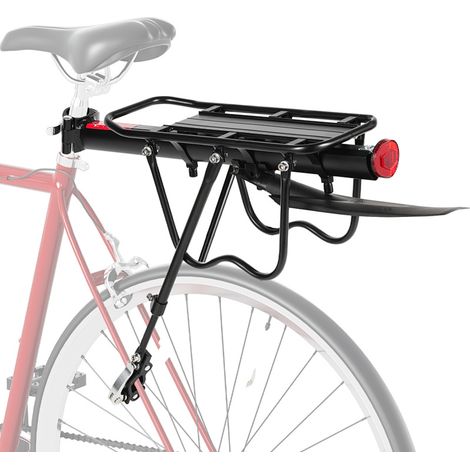 Wolketon Portaequipajes trasero universal para bicicleta de aluminio, guardabarros y reflector incluidos – Negro
