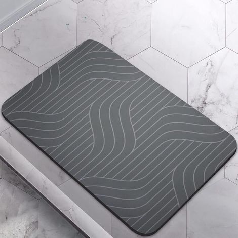 Tappetino da bagno antiscivolo con retro in gomma assorbente, tappetino quadrato lavabile - Crezuo (1/4)