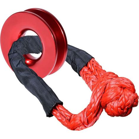 Anillo de recuperación de 18,666 kg para cabrestante - Grillete blando de cuerda sintética resistente, accesorio de recuperación para vehículos todoterreno, camionetas, SUV, ATV, UTV y 4x4 (rojo)