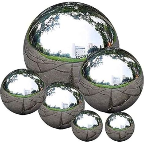 Lot de 6 Boules d'observation en Acier Inoxydable Poli Miroir 50 à 150 mm Boule réfléchissante Flottante pour décoration de Jardin (1/5)