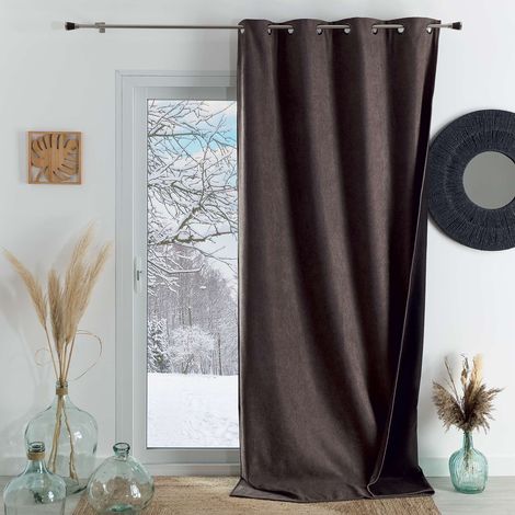 Rideau thermique phonique et semi occultant KONFOR Taupe 140x180 cm (1/4)