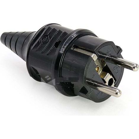 Netzstecker (männlich), 250 V, 16 A, für 6–16 mm² Kabel, Schutzart IP44, für Innenräume geeignet, Ersatzstecker, schwarz, 2 Stück