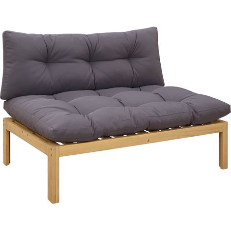 vidaXL Middle Sofa Unit Light Acacia and Dark Grey 120 x 80 x 82 cm